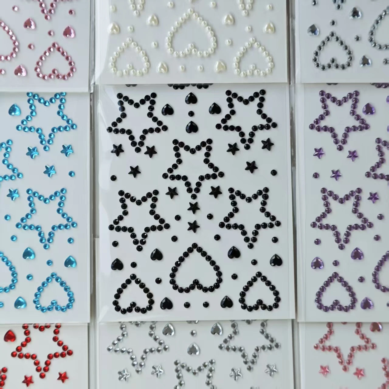 Pegatinas de pentagrama de amor, pegatinas faciales, pegatinas de diamantes de imitación, accesorios faciales, pegatinas de diamantes, pegatinas de maquillaje facial, diamante m