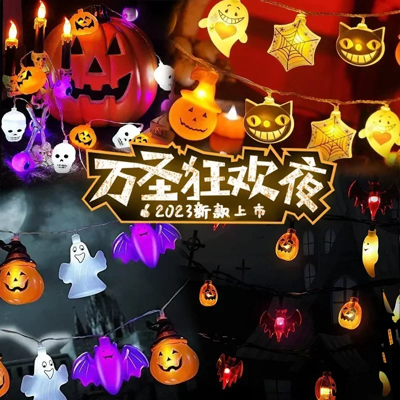 Pesadilla antes de Navidad Jack 10 en una cadena lámparas LED 3D Sally Anime atmósfera luz decoraciones para el hogar niños regalo de Halloween