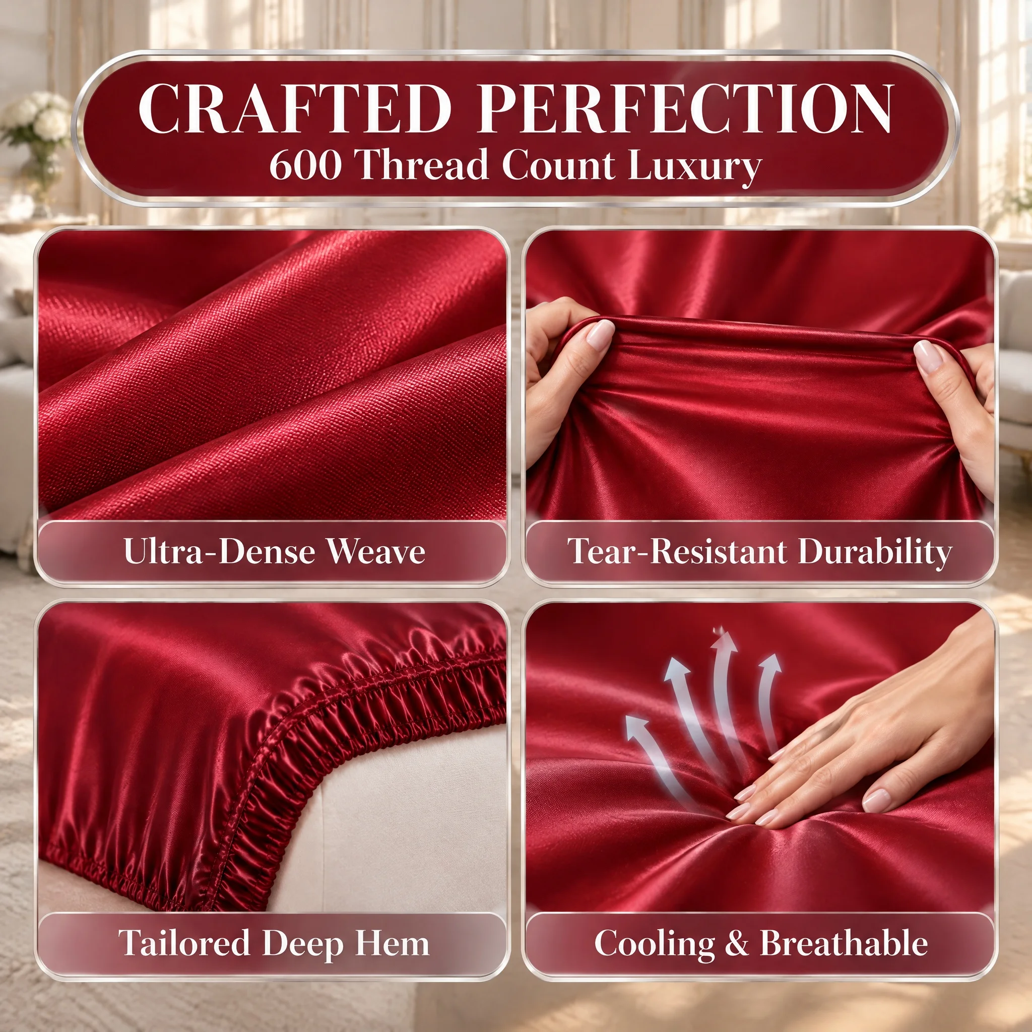 Luxury 3-Piece Textile Kit, Silky Radiant Finish, Incredibly Smooth Tactile Experience, Upscale Household Decor, Complete 3 Component Pack, Twin Full Queen King Sizes