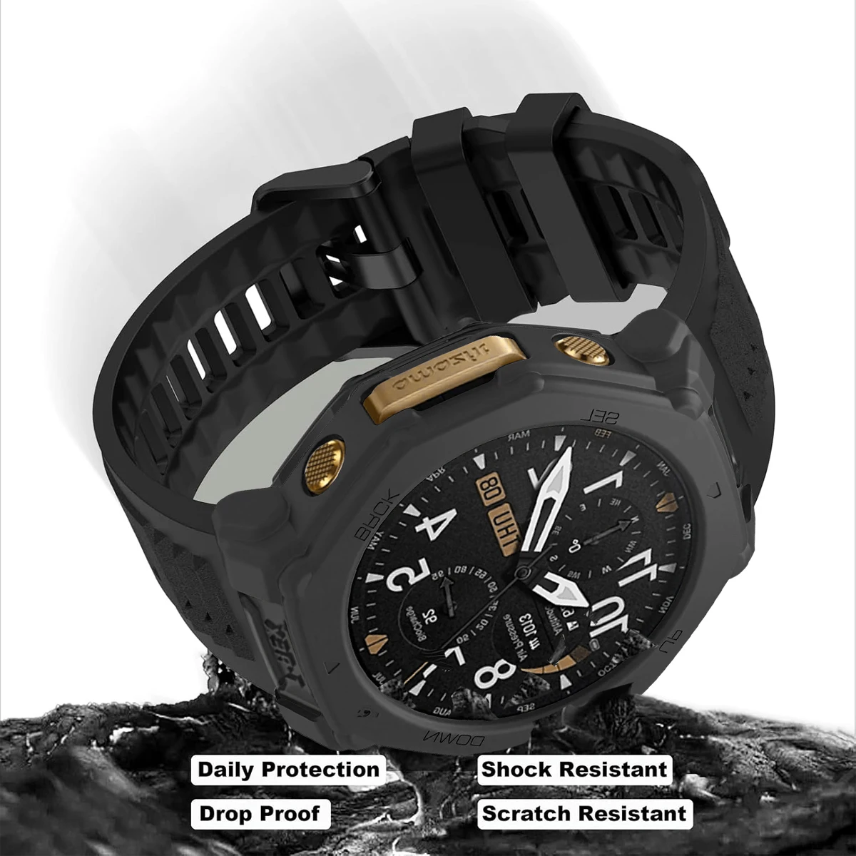 Etui na Amazfit T-Rex 3Pro 48mm [Bez osłony ekranu], ultracienkie, miękkie etui z TPU, odporne na wstrząsy, z ramką ochronną.