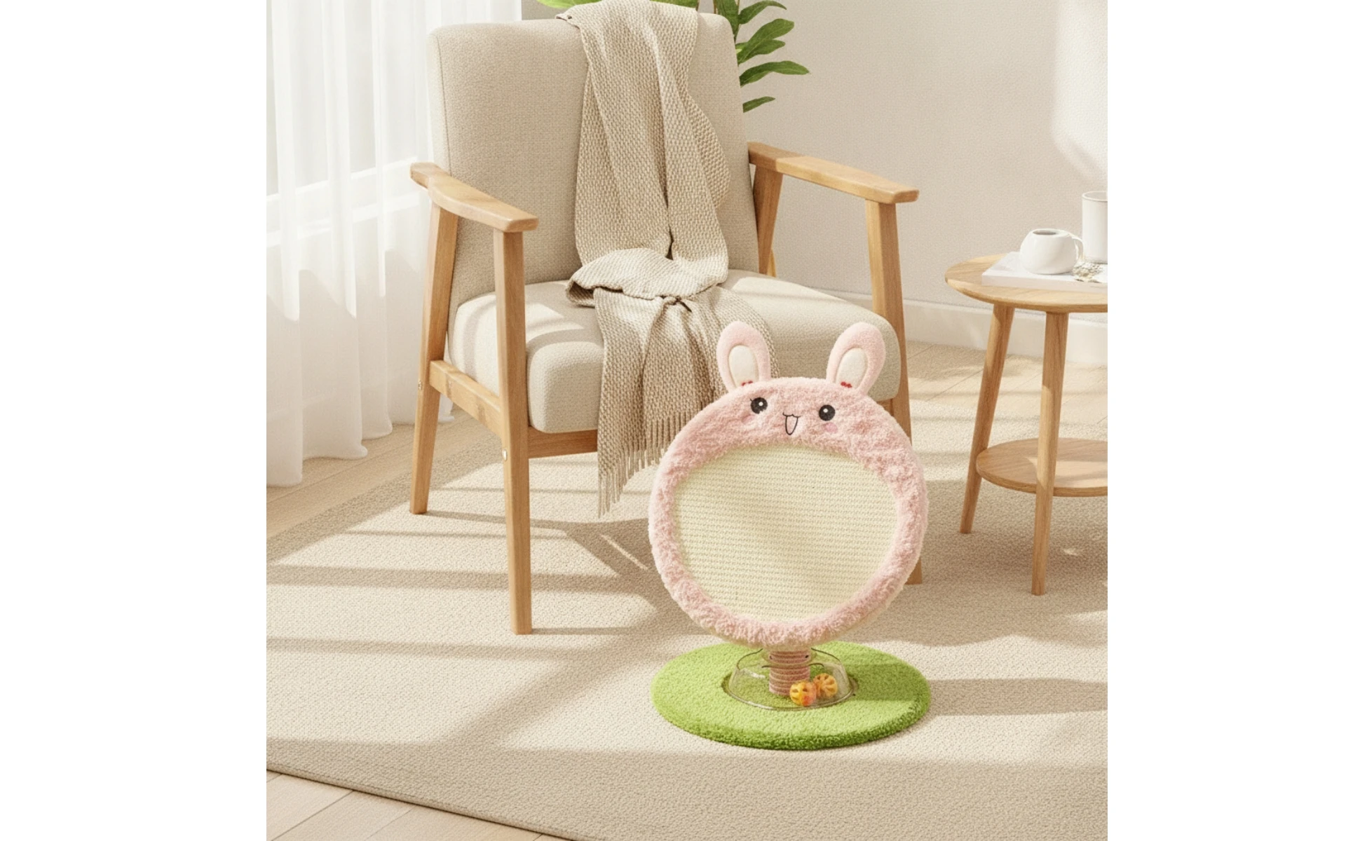 Cat Scratcher with Toy Balls Sturdy Cat Scratching Board Pet Furniture Indoor Non for Cats, Living Room