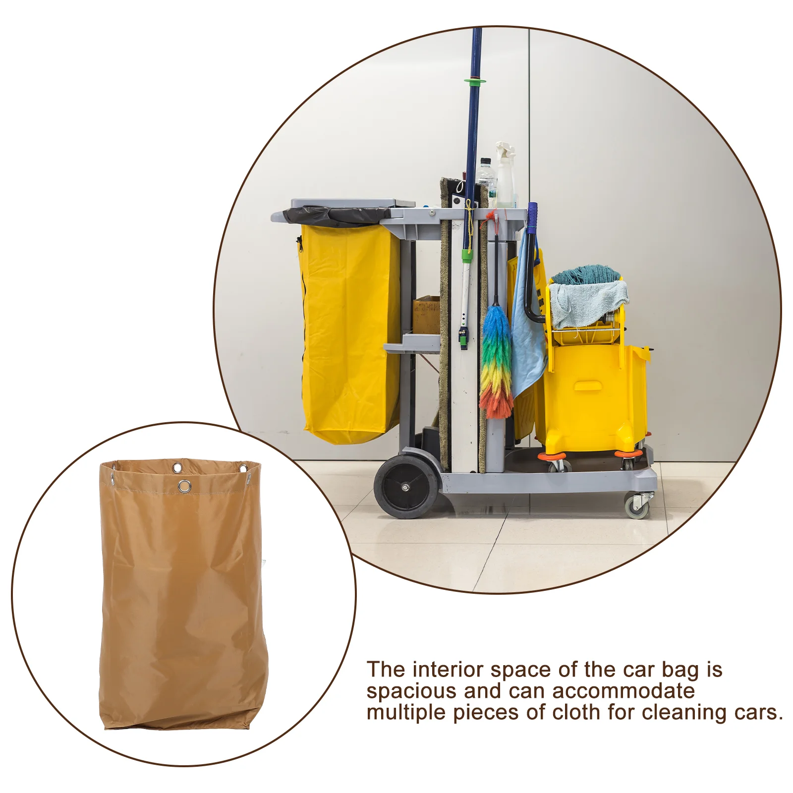 Cleaning Car Garbage Organiser Janitorial Cart Bags for Housekeepers Supply Cloth Canvas