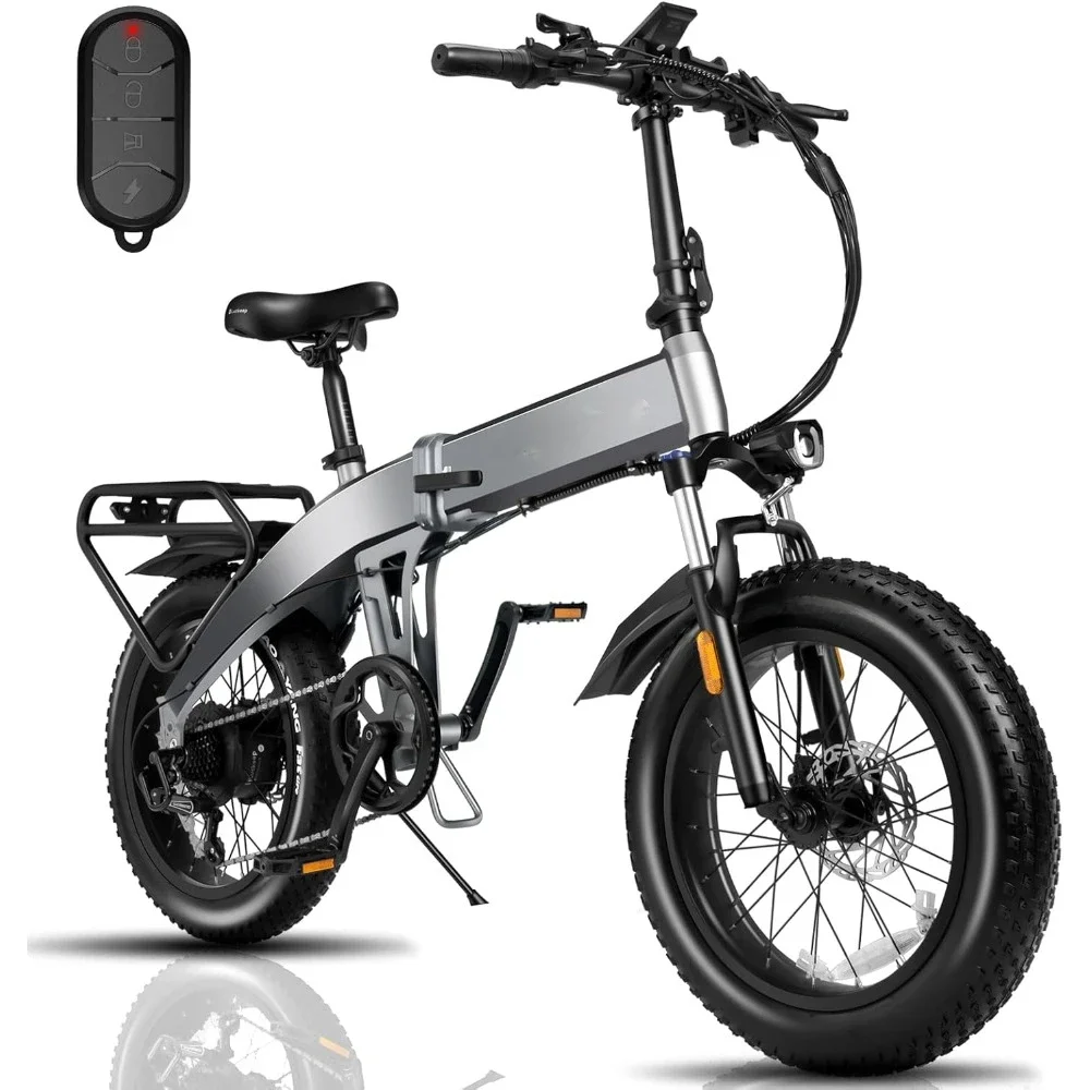 Electric Bike 1200W Peak, 28/30MPH 60 Miles,720WH Battery 20x 4.0 Fat Tire, Foldable with Anti-Theft Alarm/Hydraulic Brakes