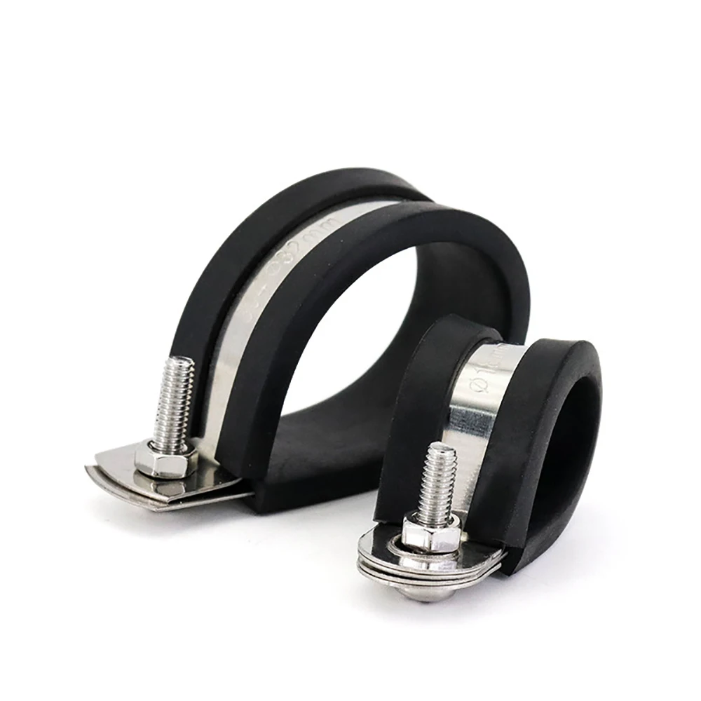 304 Stainless Steel Rubber Strip American Clamp Round Throat Clamp Water Pipe Washing Machine Fixing Clip