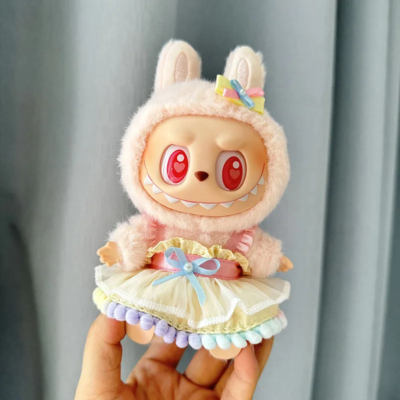 17cm Labubu II Idol Dolls Sitting Party Cute Mini Plush Doll'S Clothes Outfit Accessories For Korea Kpop Exo Clothing DIY Gift