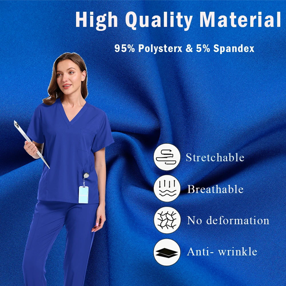 الزي الجراحي المألوف امرأة البوليستر التمريض المقالات دنة المرأة الزي الطبي السراويل مجموعات متعدد الألوان الدعك دعوى