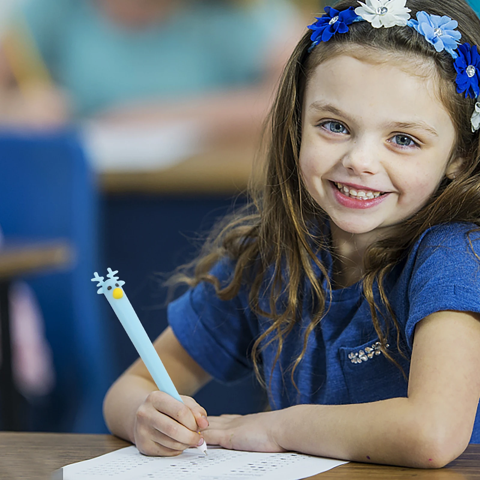 

12Pcs Fan Design Ballpoint Pens Deer Shape Blue Black Brown Pink Comfortable Write Stationery Gift Set for School Office