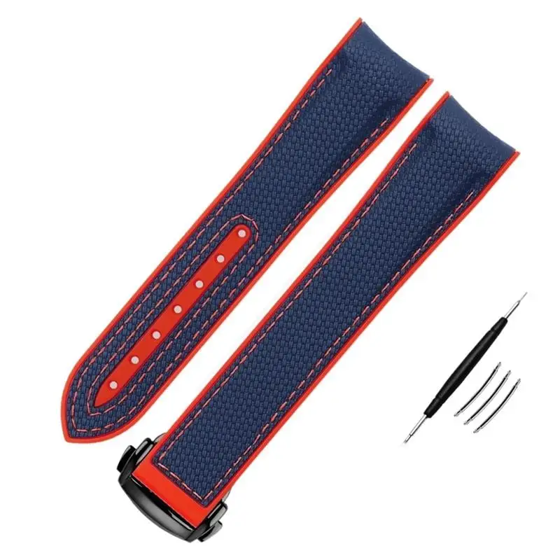 

SCHIK Nylon Silicone Watch Strap For Omega Watch Band 20mm 21mm 22mm Silicone Watchband Folding Clasp Curved End Wristwatches