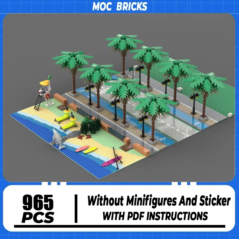 

Street View Model Moc Building Blocks Beach Front Boulevard Model Technology Brick DIY Assembly Construction Toy Holiday Gifts