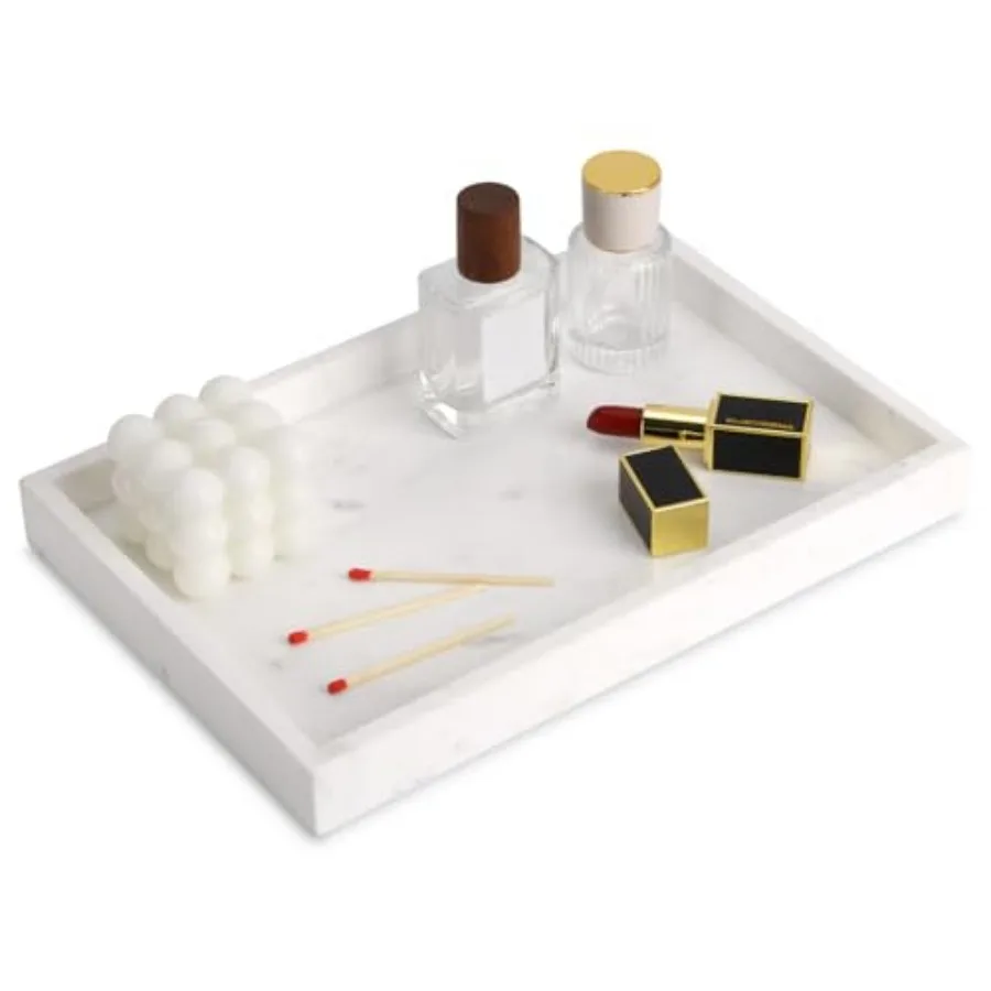 

Marble Bathroom Vanity Tray, Natural Luxury Vanity Home Kitchen Bathroom Table Tray, Stone Decorative Countertop Dresser Trays