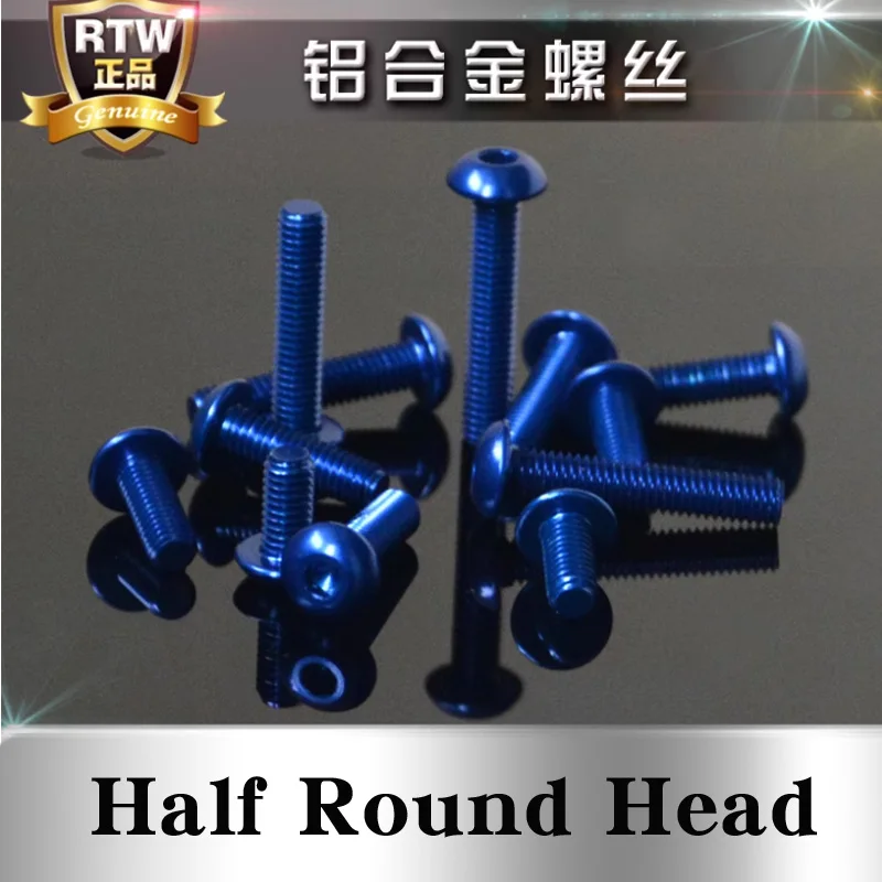 M3 7075 Aluminum Alloy Half Round Head screw  Dark Blue 10pcs