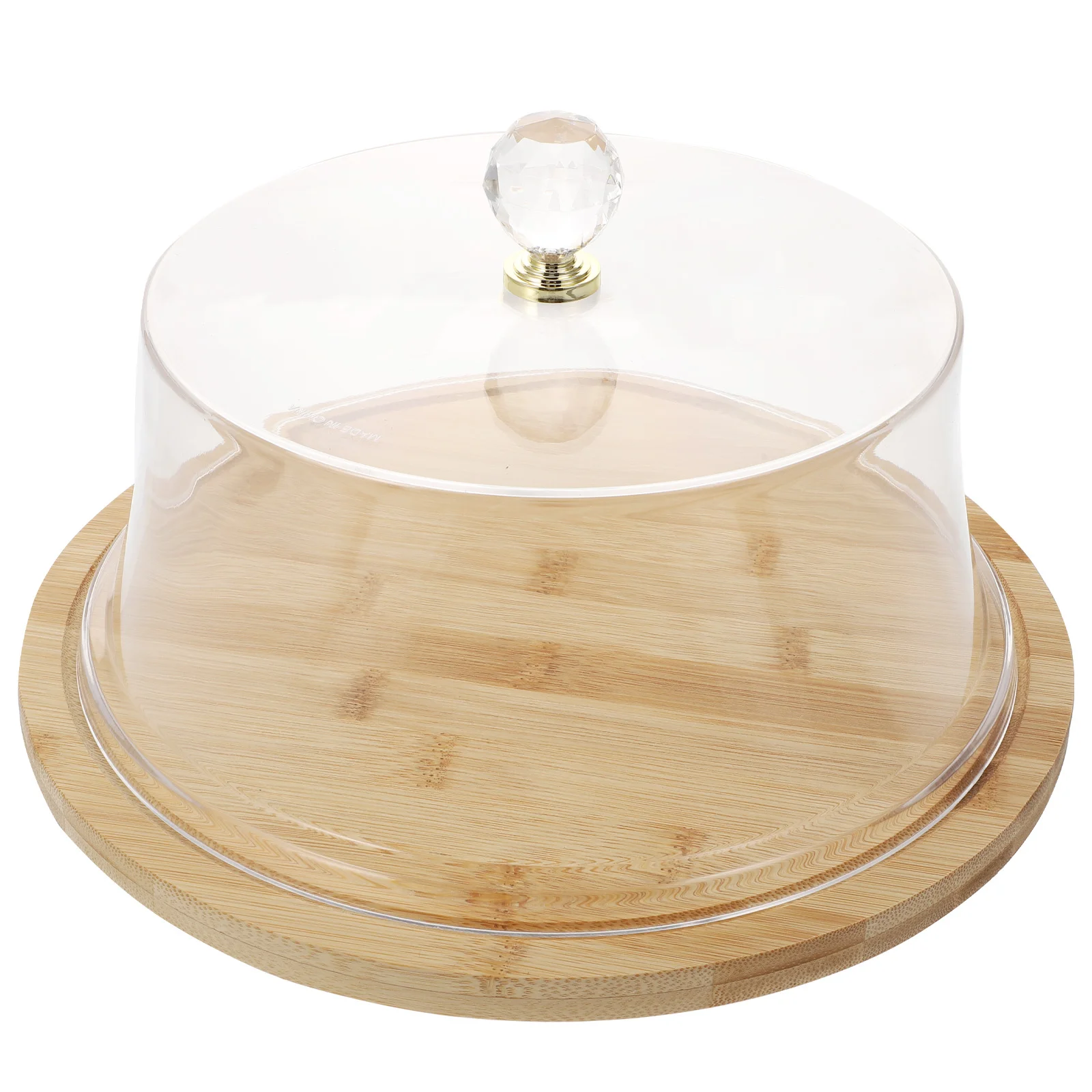 

1 комплект акриловой крышки для торта с прозрачной ручкой крышки, подставка для еды, бамбуковый поднос, круглый пылезащитный чехол для декора для выпечки и сервировки