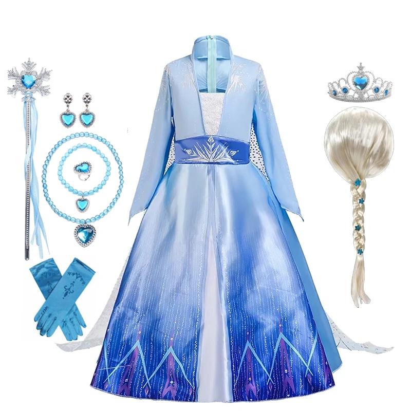 

Kids Girls Princess Dress Frozen 2 Elsa Kids Cosplay Snow Queen Costume Fancy Children Gowns Vestidos Girl Carnival Ball Clothes