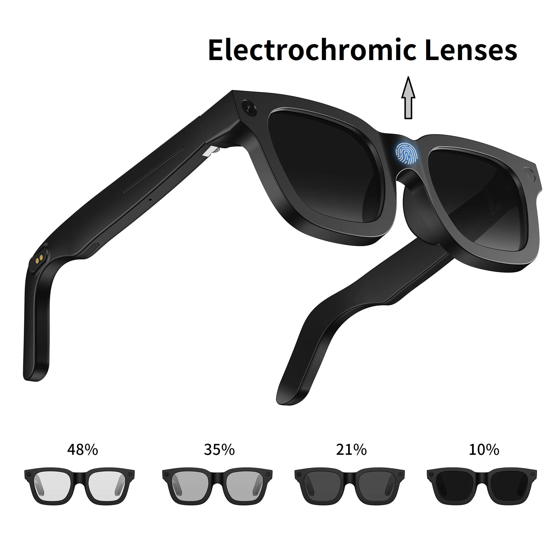 

E03C AI Intelligent Glass Electrochromic Lenses 4-Speed Adjustment 800W Camera HD Video Recording Translation Smart Glasses E02C