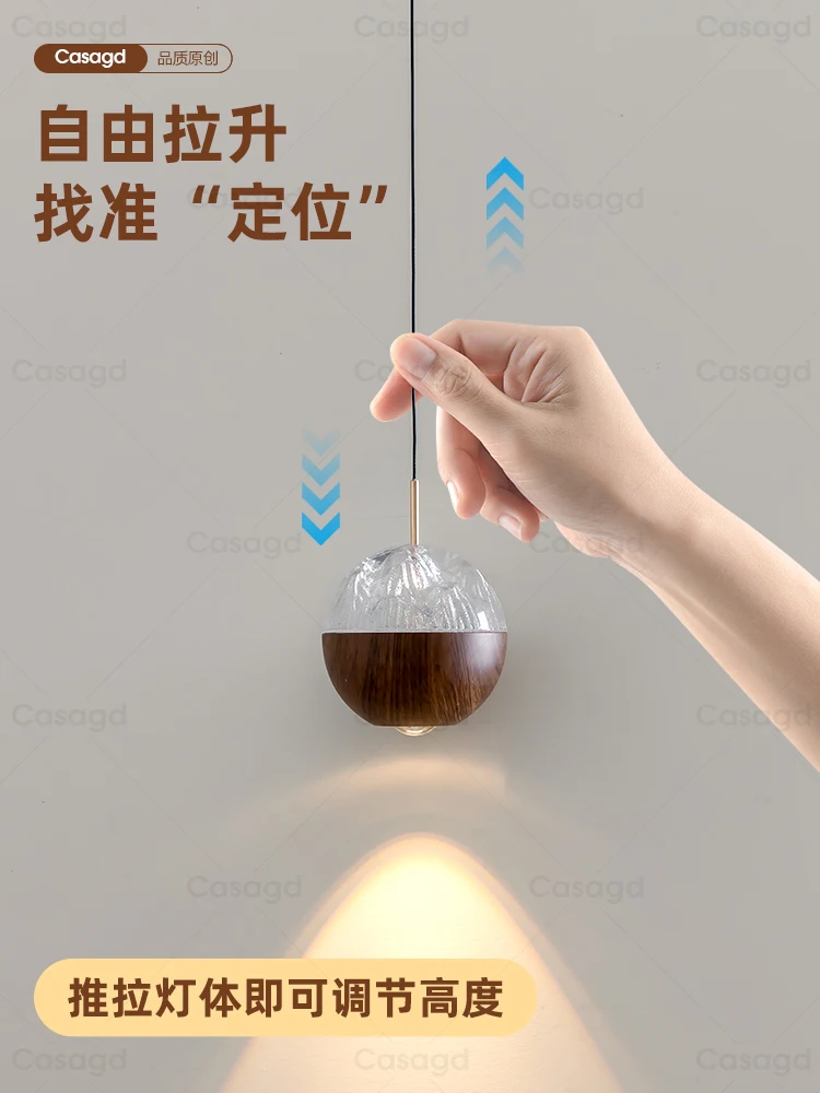 Middle aged lifting headboard small pendant light bedroom light luxury retractable dining room hanging line light
