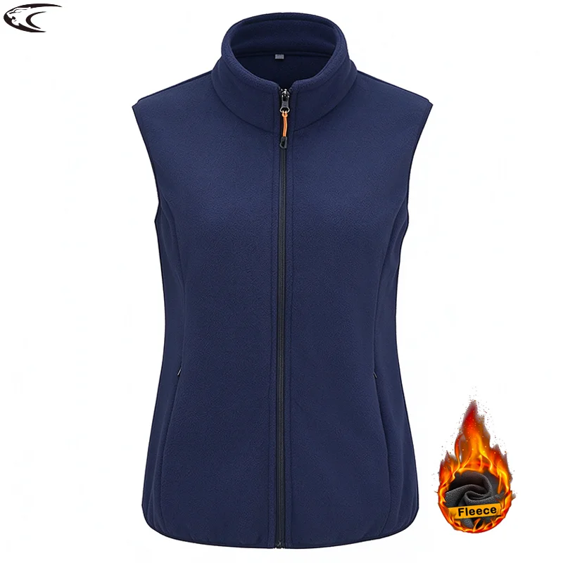 LNGXO Lightweight Windproof Fleece Vest Women Warm Sleeveless Jacket With Zipper Pockets For Outdoor Hiking Camping Climbing