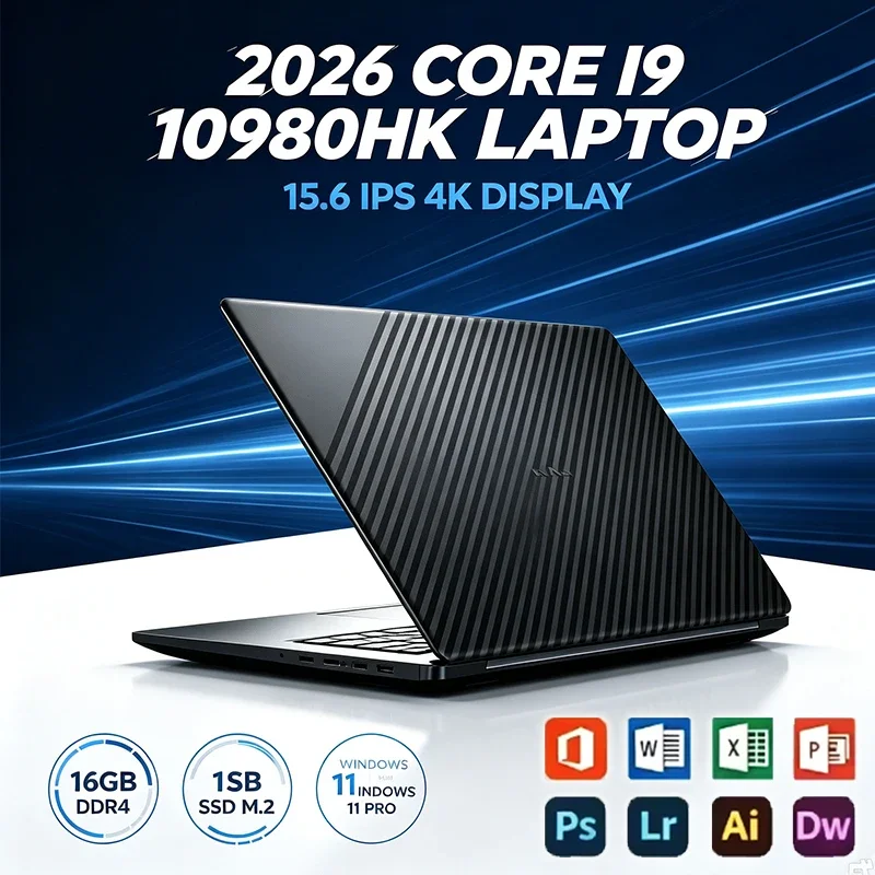 Ultra Portable Laptop Powerful 15.6 Inch Core I9 10980HK 16GB Large Memory 1TB Solid State Drive Win11 Pro Gaming Study Notebook