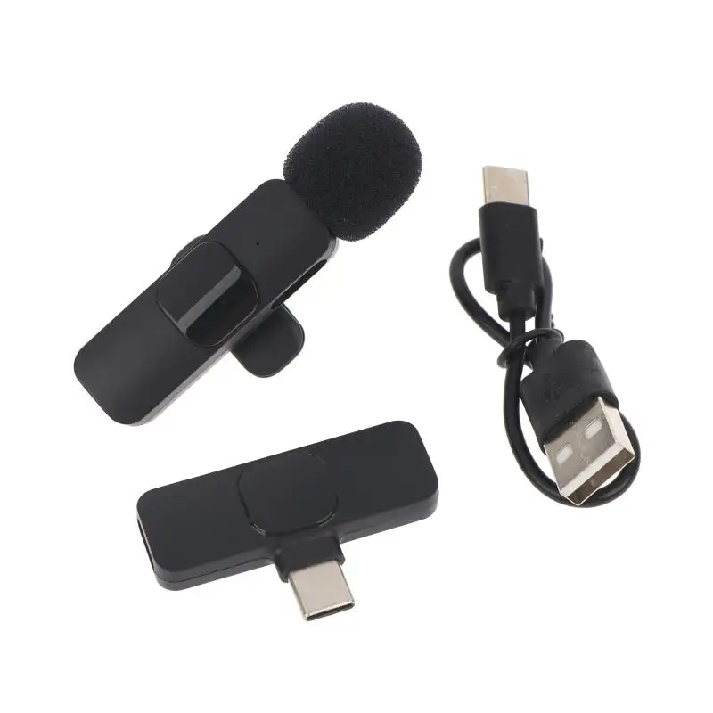 ∘Wireless Microphone 2.4G Clip-on Omnidirectional Mini  for Android Phone Live Streaming Vlog Gaming with Receiver