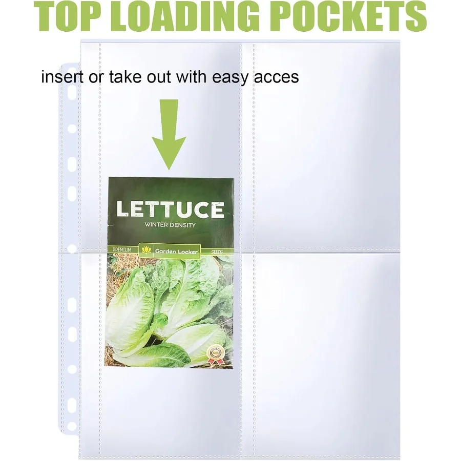 30パック 120ポケット 種子パケットバインダー スリーブ ガーデンシードストレージオーガナイザーページ 3リングバインダー用 スロットサイズ3.5インチ×5インチ 種子用