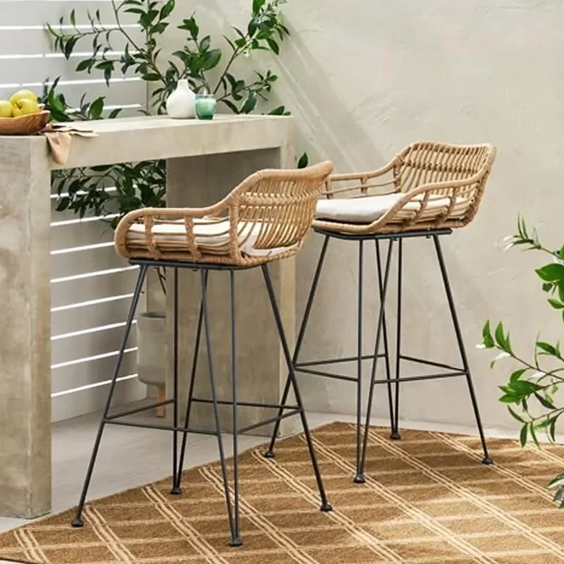 

Woven Unique High Chairs Designer Counter Party Island Modern High Chairs Industrial Reception Salon Sillas De Bar Furniture