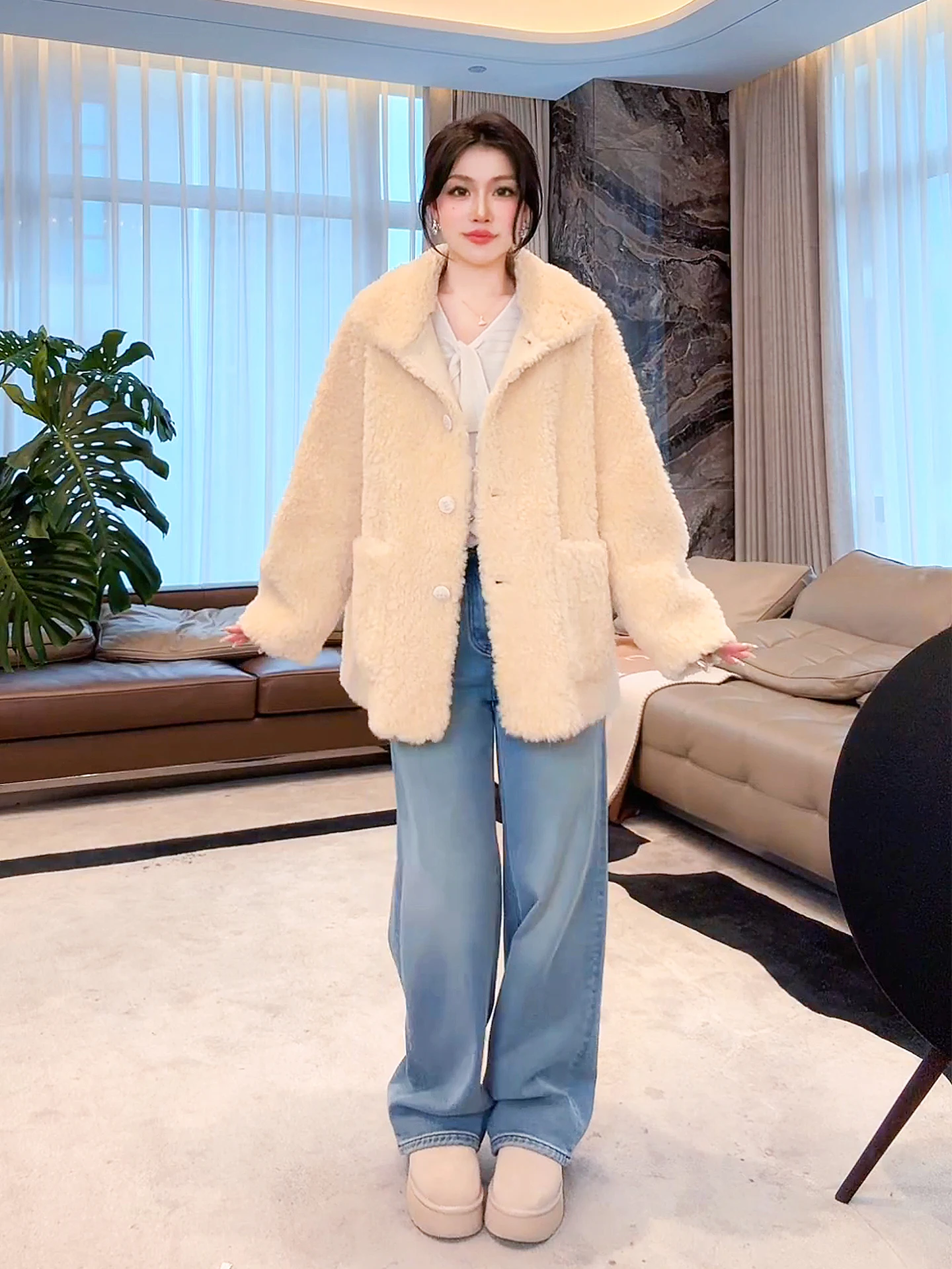 

ME 00% Camere l Curling Hair Jaet North Latitude 43 eep Camere Thi Winter Coat Long Sve Button Closure