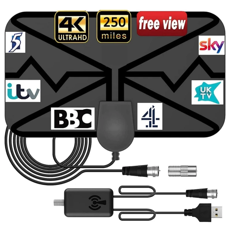 4K HDTV Antenna Wave Pattern ATSC Digital TV Antenna Indoor Outdoor Compatible with Amazon TVs