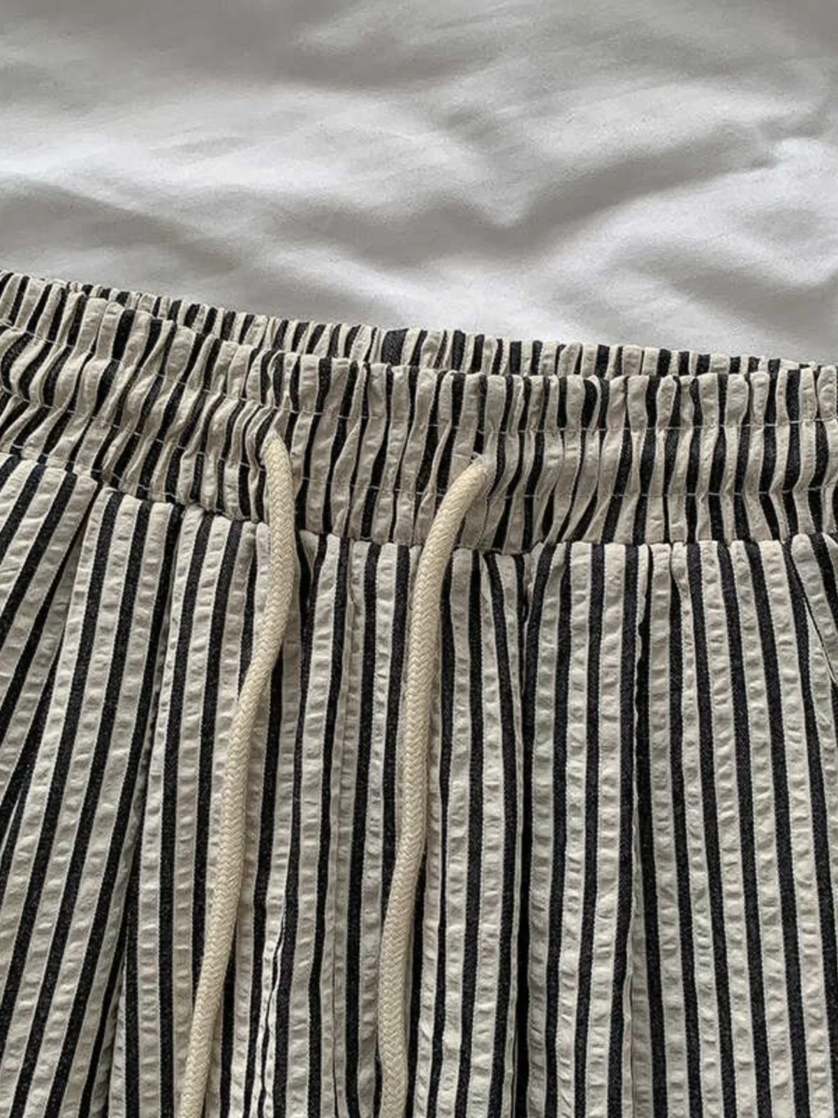 2025 Summer Elastic High Waist Versatile Thin Straight Long Pants Korean Series Idle Sle Stripe Drape Casual Pants Women