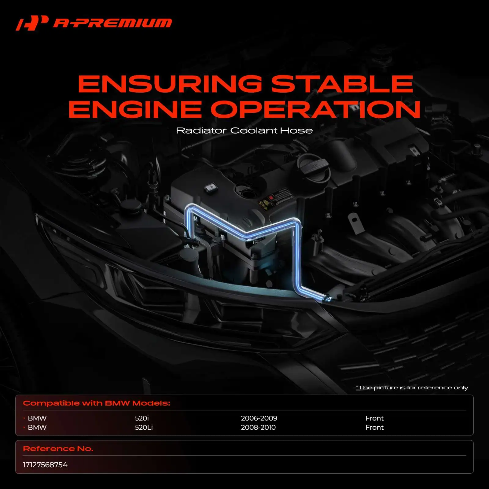 A-Premium Front Radiator Coolant Hose for BMW 520i 2006-2009 520Li 2008-2010