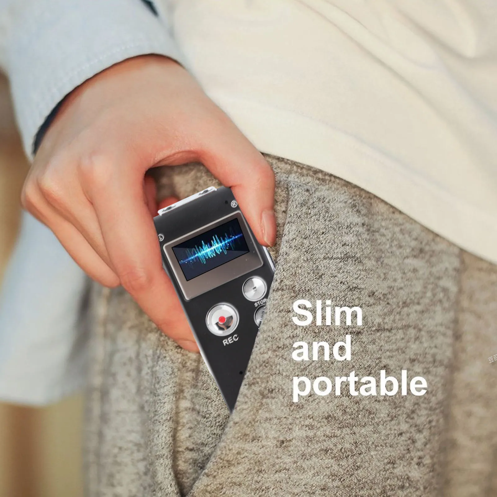 مسجل صوت منشط سعة 16 جيجابايت A B جهاز تسجيل صوتي محمول سهل متعدد الأغراض للمؤتمرات والمحاضرات