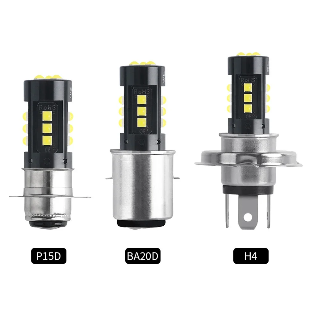 LED Motorcycle Headlight White High Low Beam Headlight Lamp Bulbs 12V Fog Light H4 BA20D P15D-H6 For Moto Scooter Tricycle