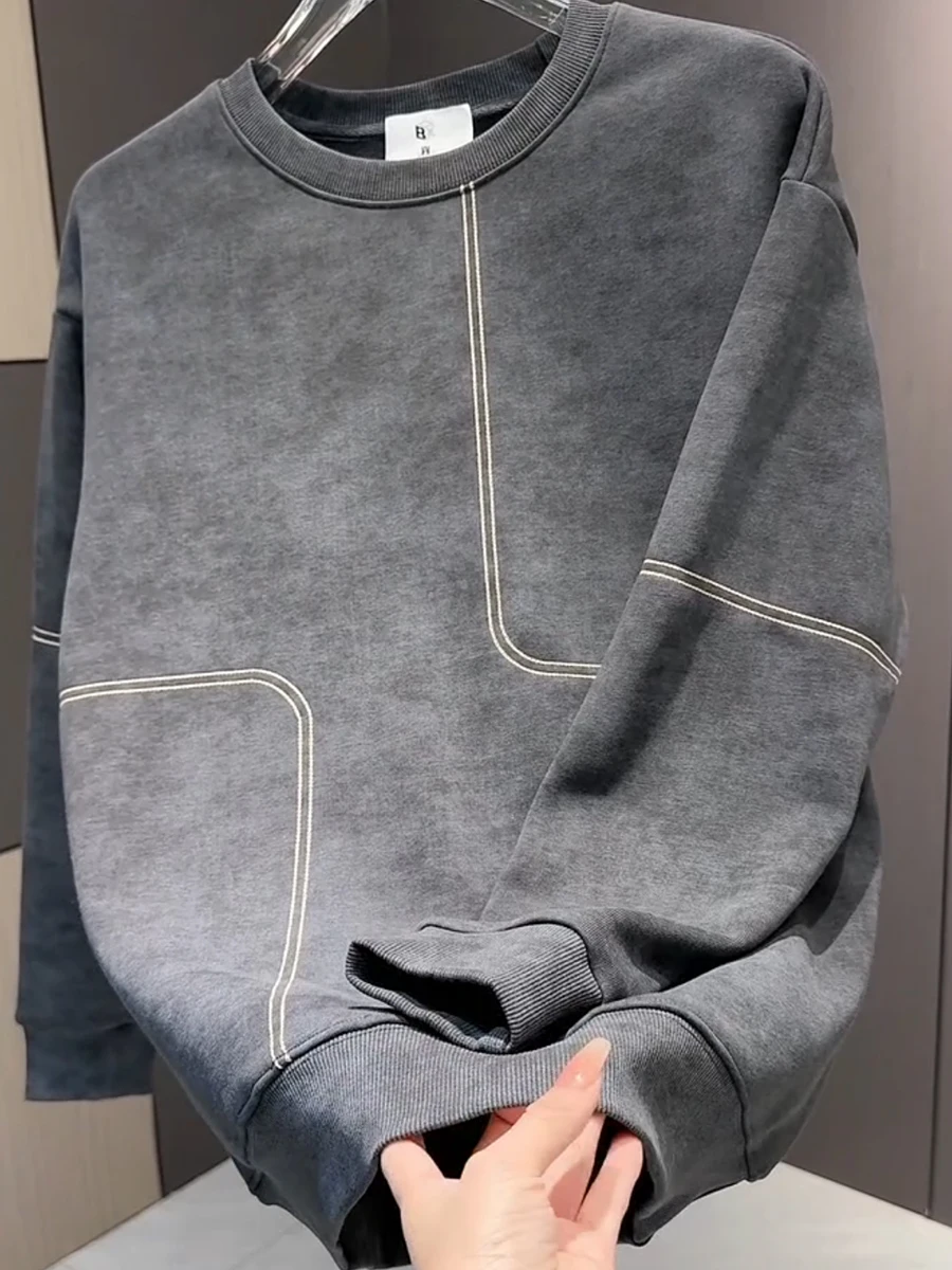 

Мужской свитшот с круглым вырезом и принтом тай-дай, удобный, свободного кроя, однотонный, в полоску, осенне-зимний, новый, модный, универсальный.