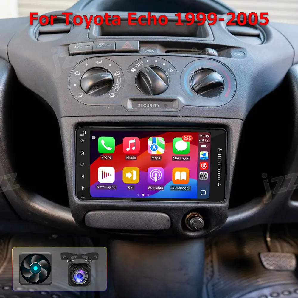

4-64GB GPS 7-inch For Toyota Echo 1999-2005 Carplay Android 15 Auto Car Stereo Radio Wireless Backup Image Camera Navigati