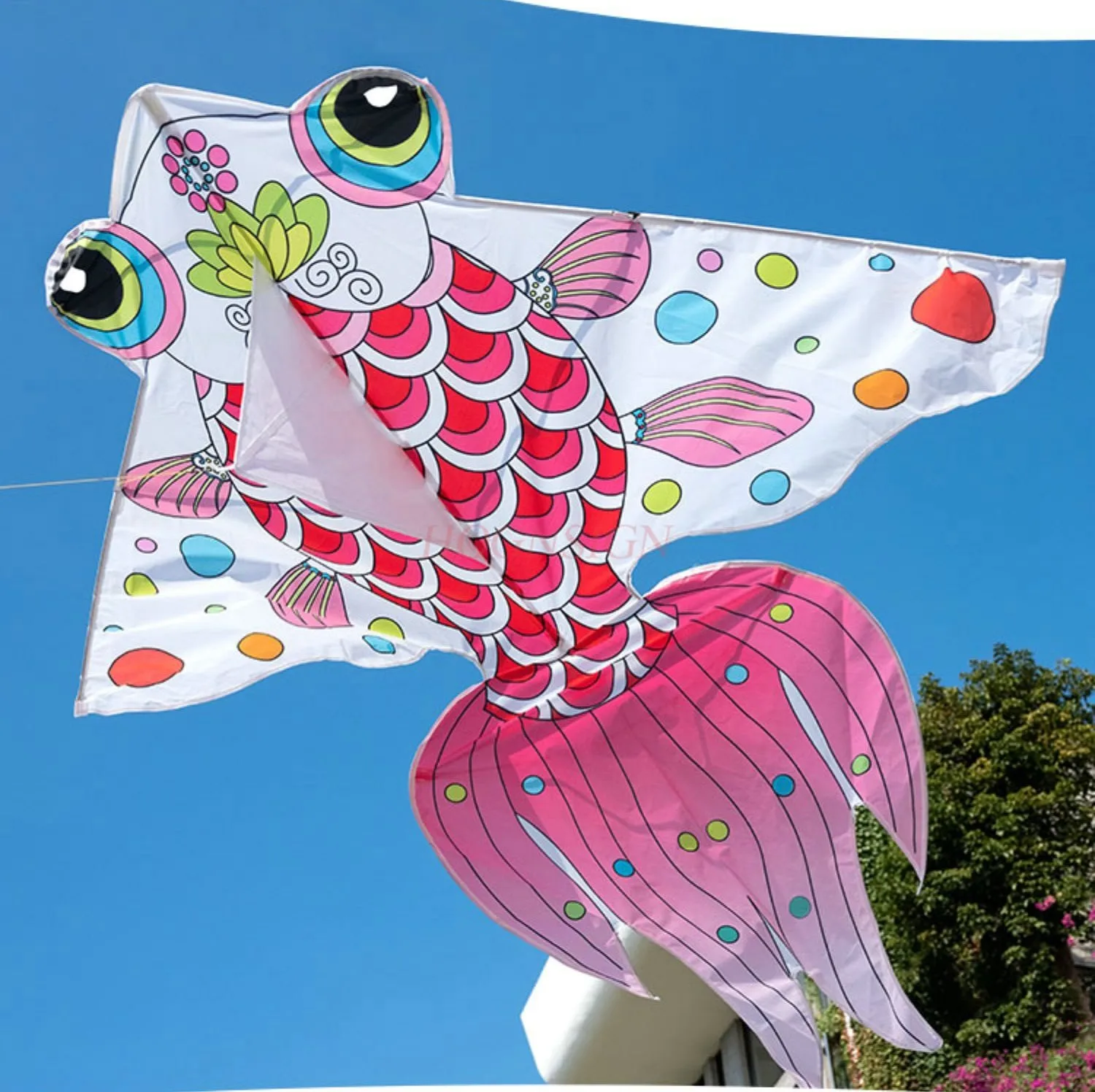 2023 Neuer Goldfischdrachen für Kinder, einfach zu fliegendes Handkabelrad für Erwachsene