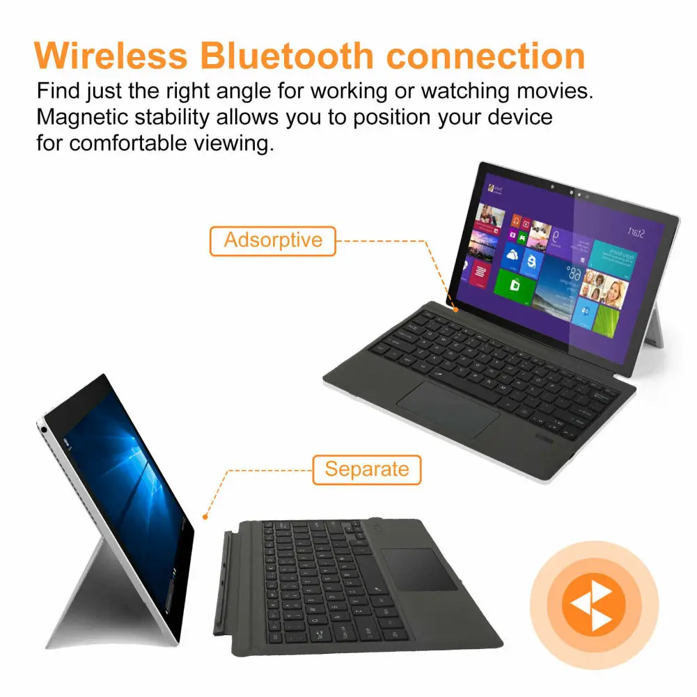 Ft-1089d bezprzewodowy Bluetooth kompatybilny klawiatura z touchpadem podświetlany kompatybilny dla Microsoft Surface Pro 3 4 5 6 7