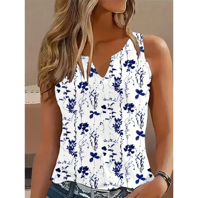 ヨーロッパとアメリカの夏の新しいファッションプリント柄レディース半袖TTシャツベスト