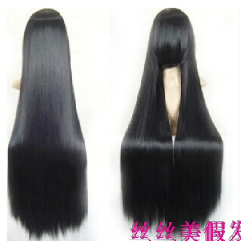 100cmBlack طويل مستقيم الشعر costumecosplayWig Enma Ai Akiyama Mio Kikyo/Eightfold SnowcosWig