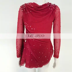 LIUHUO Ice Dance Figure Skating Dress Women Adult Girl Teen Customize Costume Performance Competition Leotard Red Roller Teens