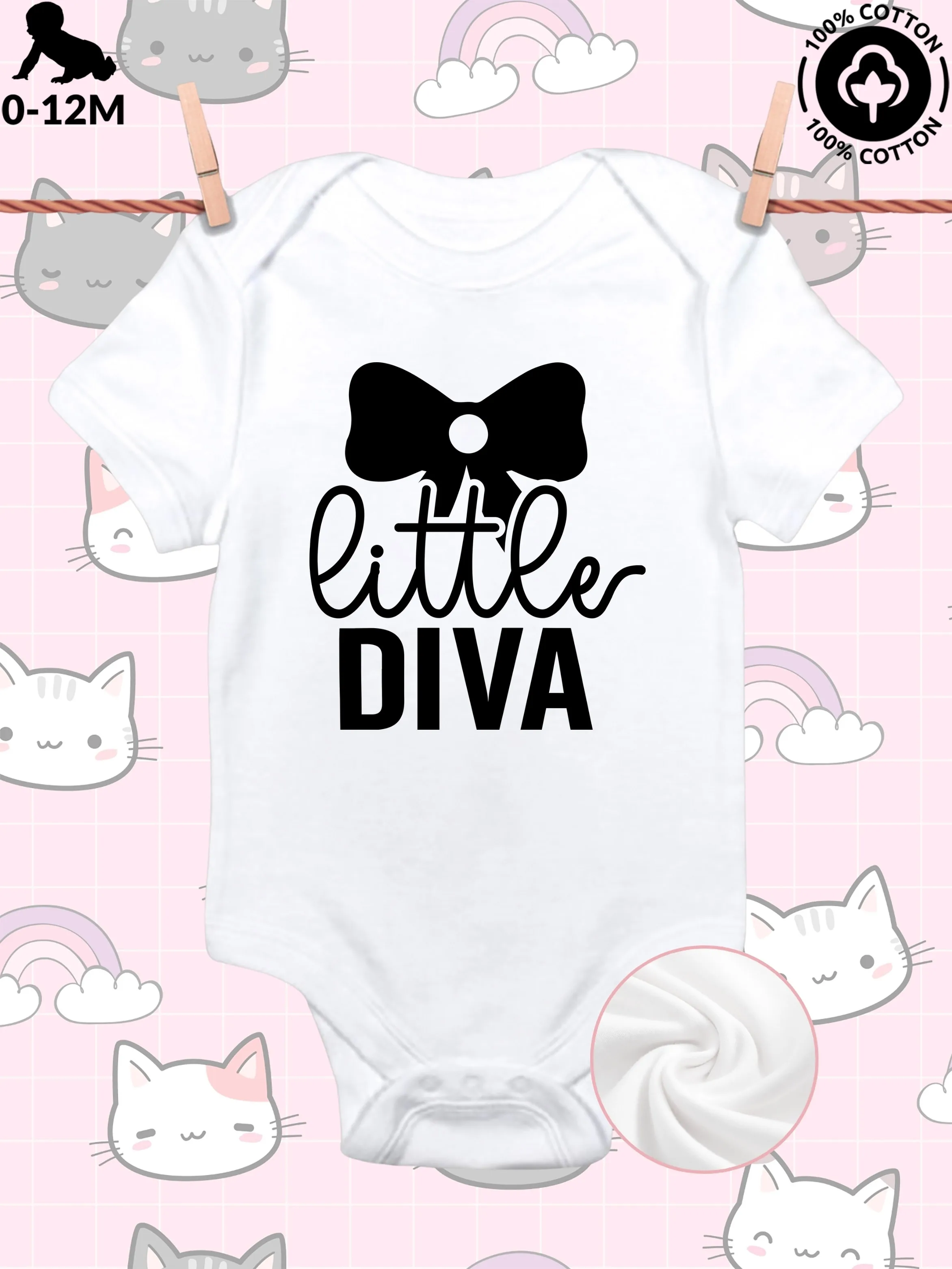 

Детский комбинезон-слип Little Diva унисекс, из чистого хлопка, мягкий, всесезонный, белый, 190 г/м²