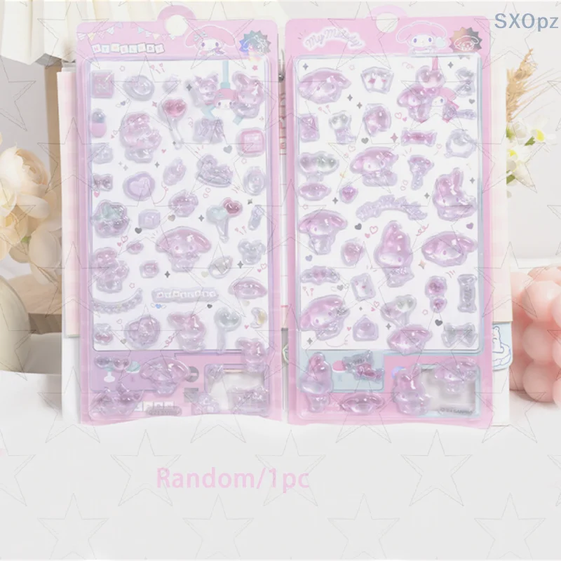 Sanrio My Melody 3D reliëf kristal sticker cartoon driedimensionale sticker DIY telefoonhoesje dagboek decoratie geschenken