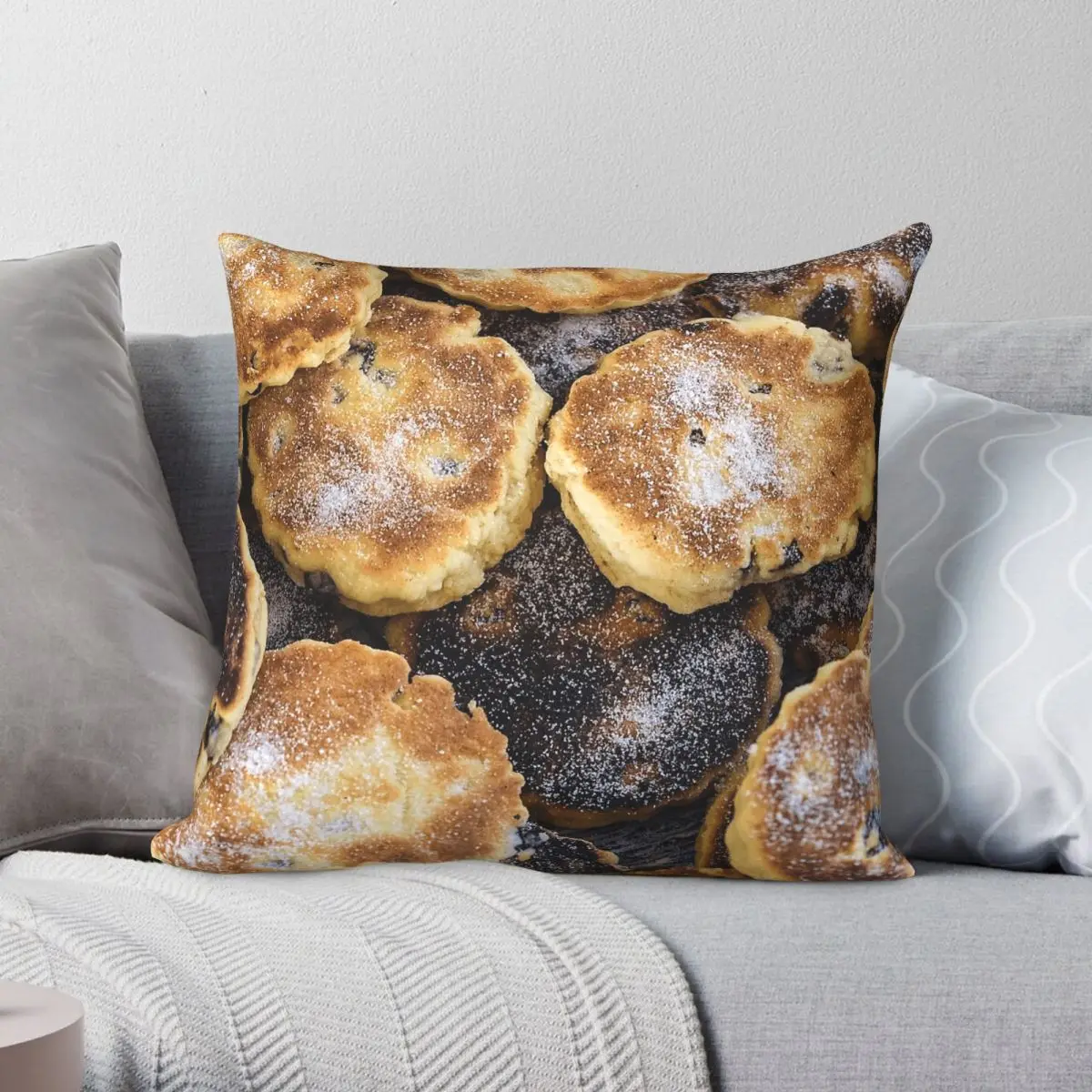 Welsh Cakes Square Pillowcase Polyester Linen Velvet Printed Zip Decorative Home Cushion Cover