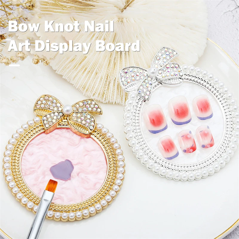 1Pc Resin Bow Pearl Nail Art Palette False Nail Tips Drawing Pallet Display Shelf Agate Mixing DIY Nail Art Manicure Tools