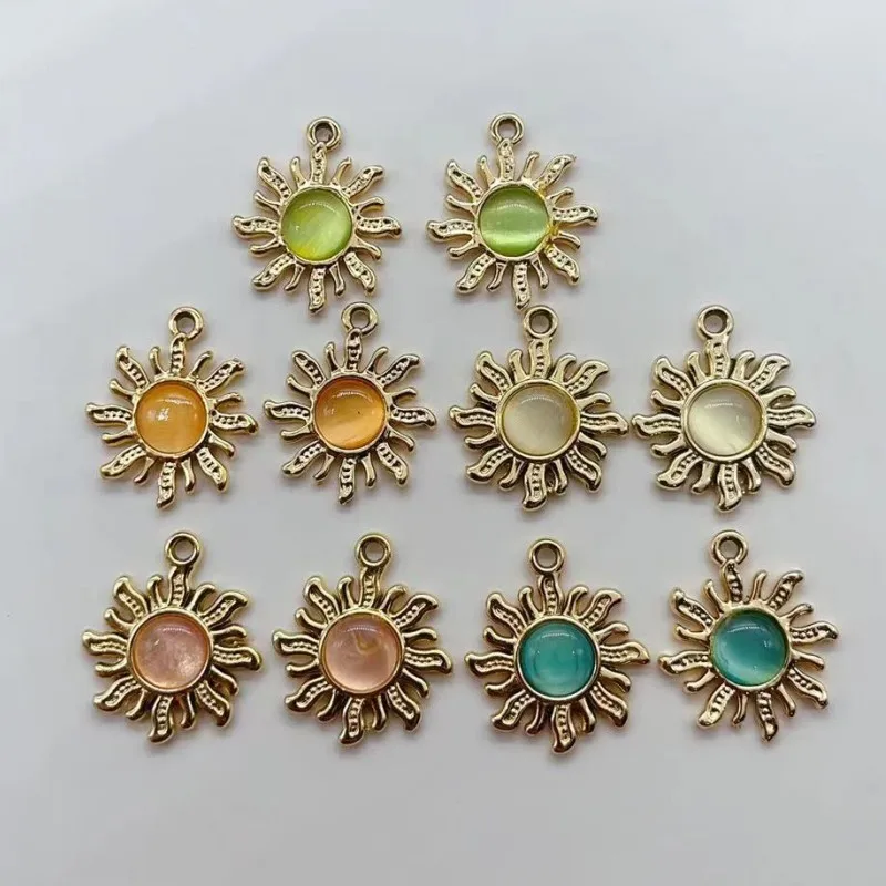 10pcs 18x21mm Rhinestone Sun Charms  Making Earring Pendant Bracelet Necklace Accessories Diy Supplies Craft Findings