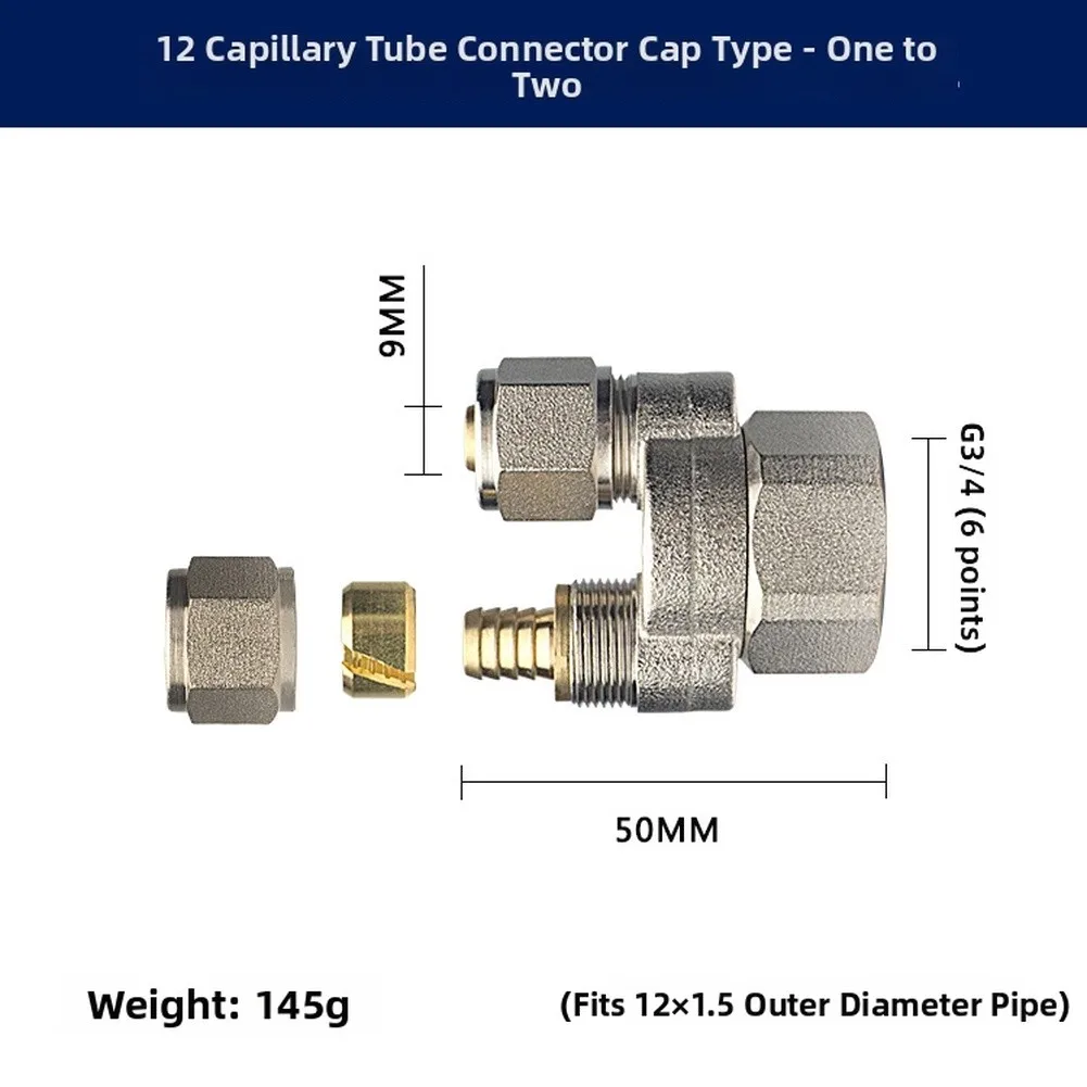Manifold Capillary Joint in Copper for Radiant Heating with Union Type Interface and Operational Range from 0 C to 90 C
