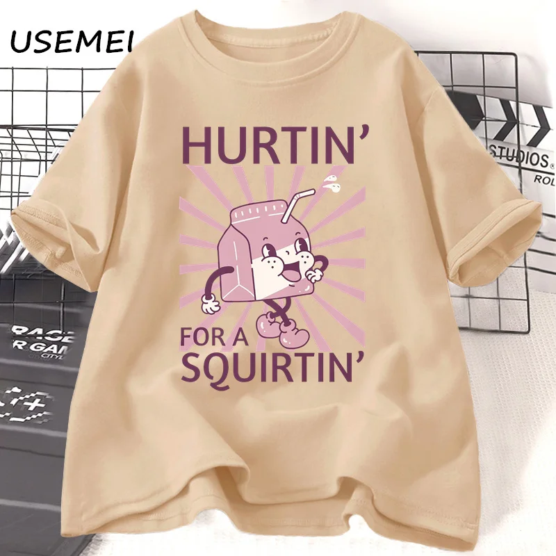 Hurtin สําหรับ Squirtin T เสื้อผู้หญิงเลดี้ผ้าฝ้ายพิมพ์เสื้อยืดลําลองแขนสั้นคอรอบคอ Tees เสื้อผ้าผู้หญิง Streetwear