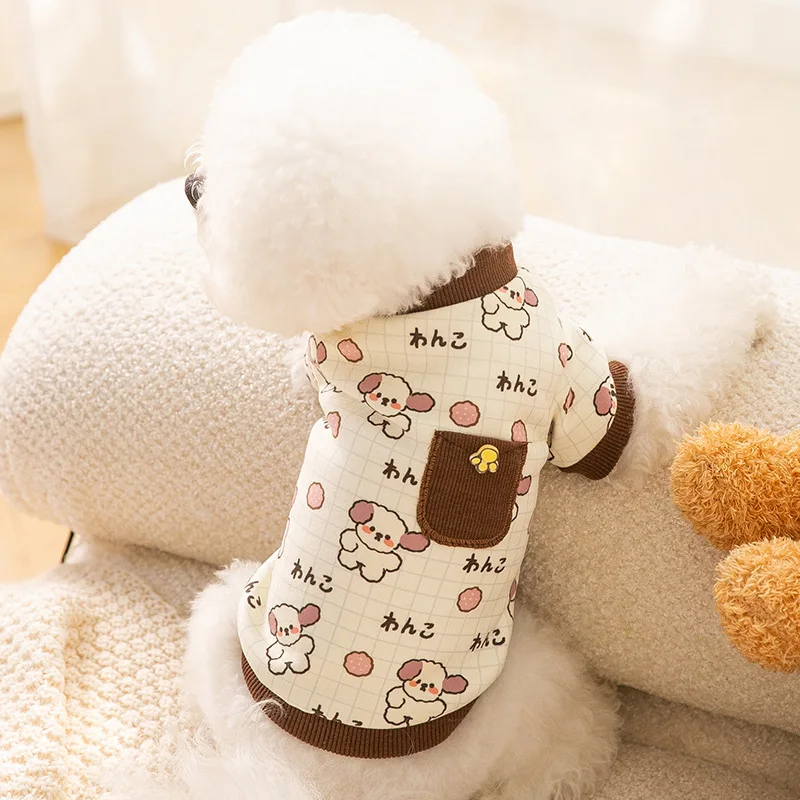 Autumn and Winter Warm Pockets Little Bear Home Clothing Little Dog Bottom Shirt Cute Style Cat Two Legged Clothes Pet Clothes