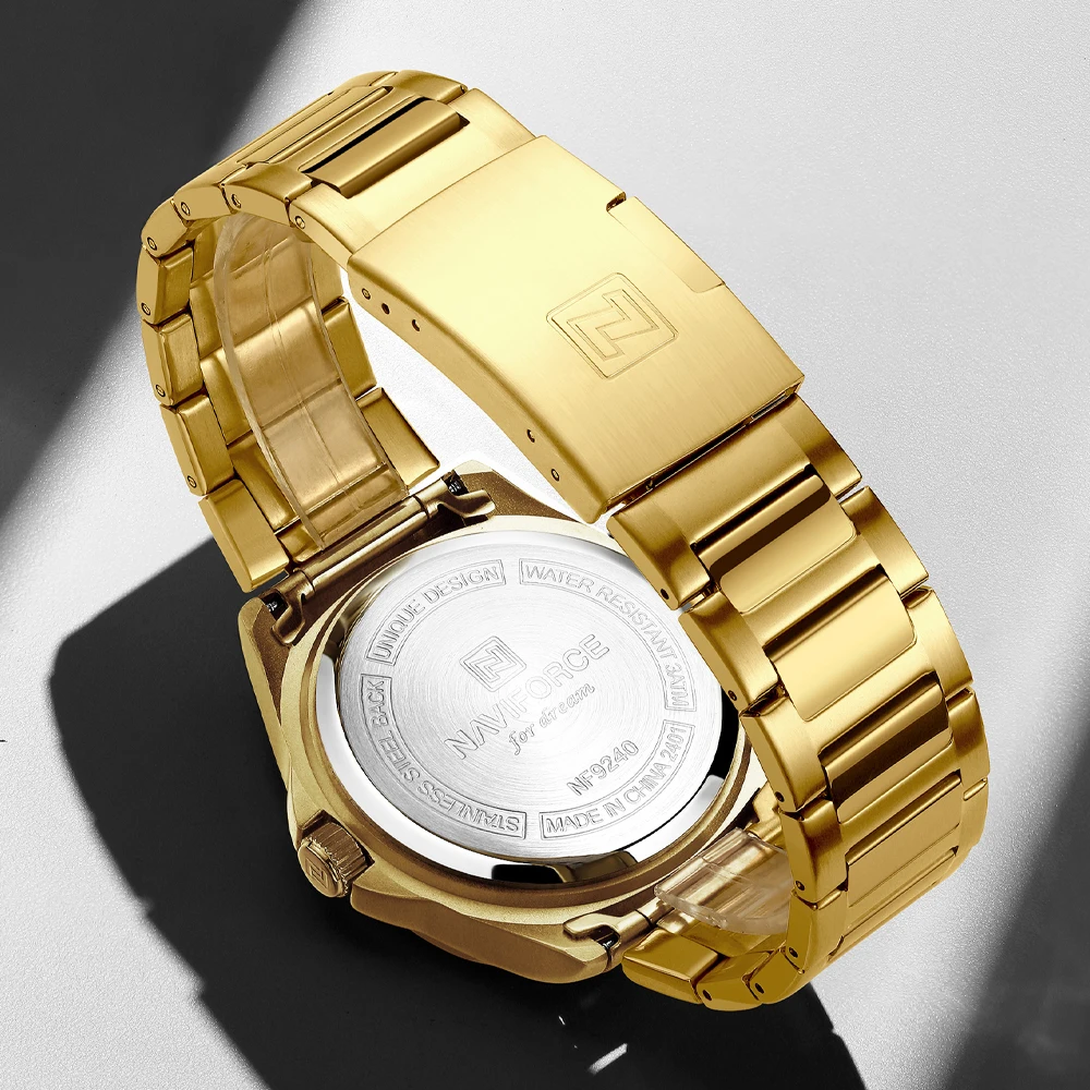 NAVIFORCE Luxury Brand Man Watch Square Waterproof Luminous Date Week Men Watch Stainless Steel Quartz Men\'s Watches
