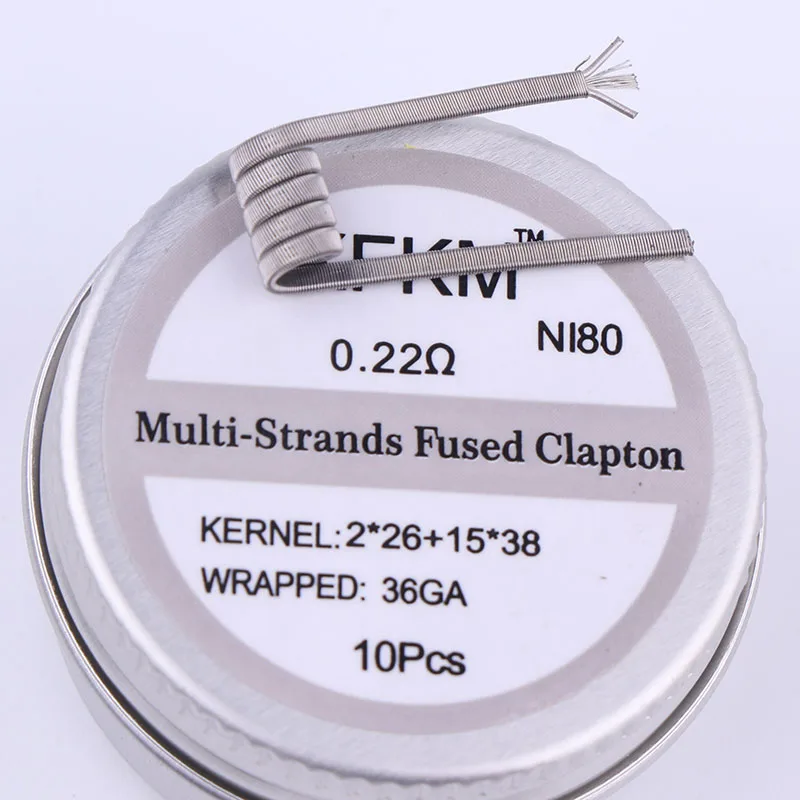 NEW XFKM 10pcs/box NI80 High Density Clapton Prebuilt Coils Premade Coil for RDA RTA RBA Mod Heating Wire MTL coils