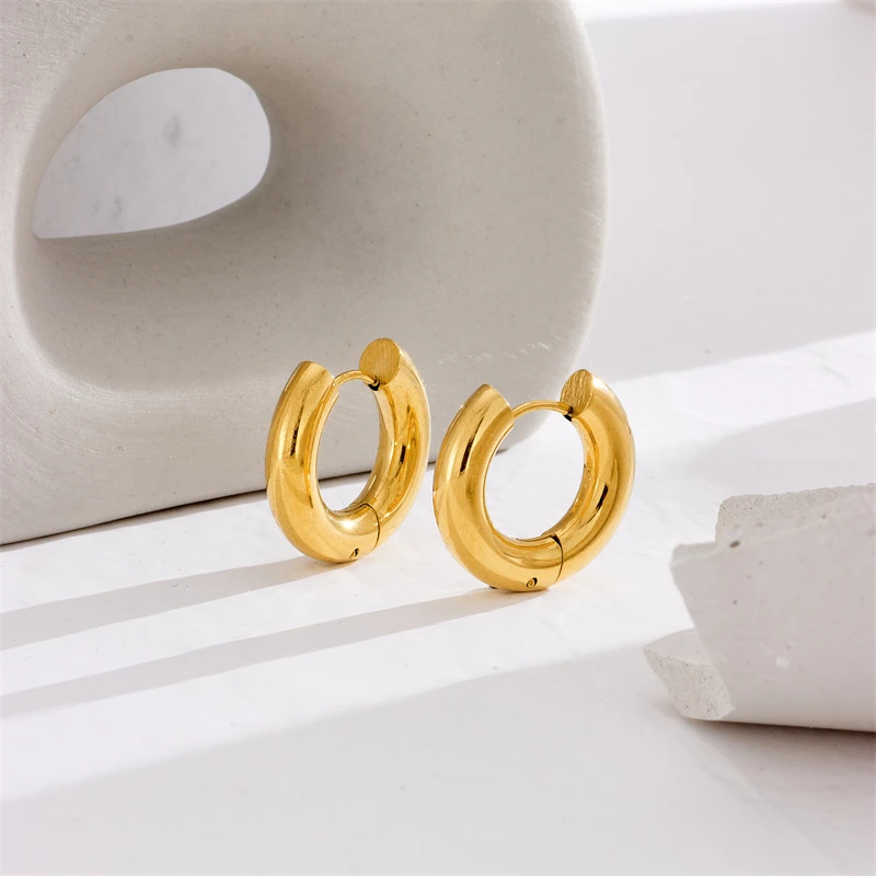 DIEYURO 316L Stainless Steel Earrings For Women 2022 New Vintage Hip Hop Hoop Trend Colorfast Earrings High Quality Girl Jewelry