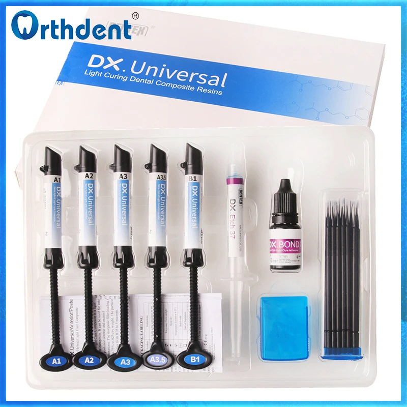 

Dentex Light Curing Dental Universal Composite Resin Bonding/Etch Gel Kit Restoration Resin Dentistry Adhesive Orthodontic Set