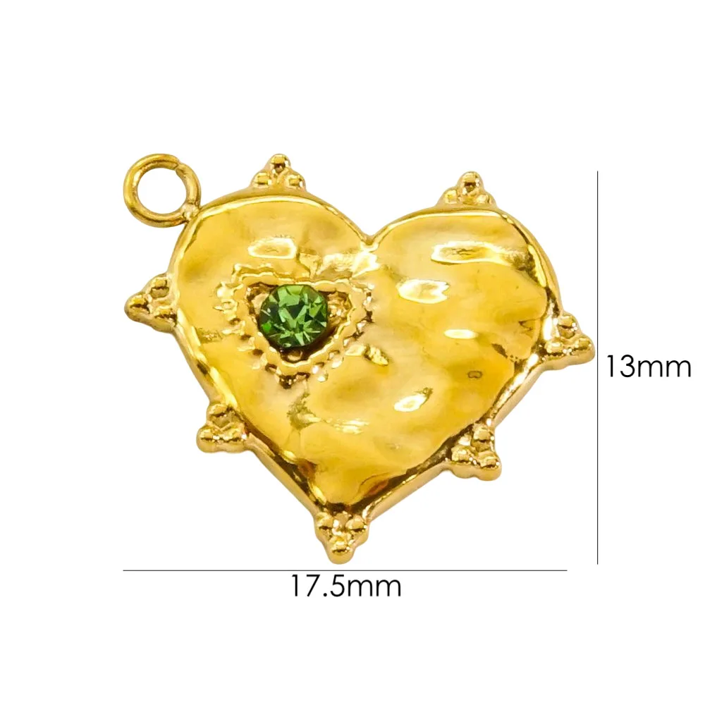 3Pcs Stainless Steel Irregular Heart Colorful Zircon Pendant Fine Polishing Charms for DIY Jewelry Necklace Accessories - view 4